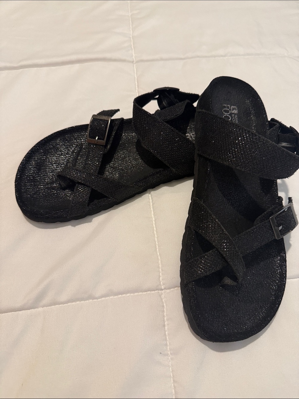 Women’s Black Glitter Strap Sandals Size 9. Worn once.